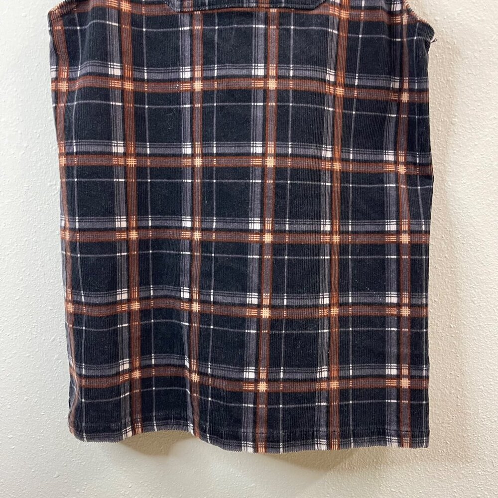 Plaid Corduroy Pinafore Dress With Adjustable Straps For Casual Or Layered Wear - Picture 4 of 13